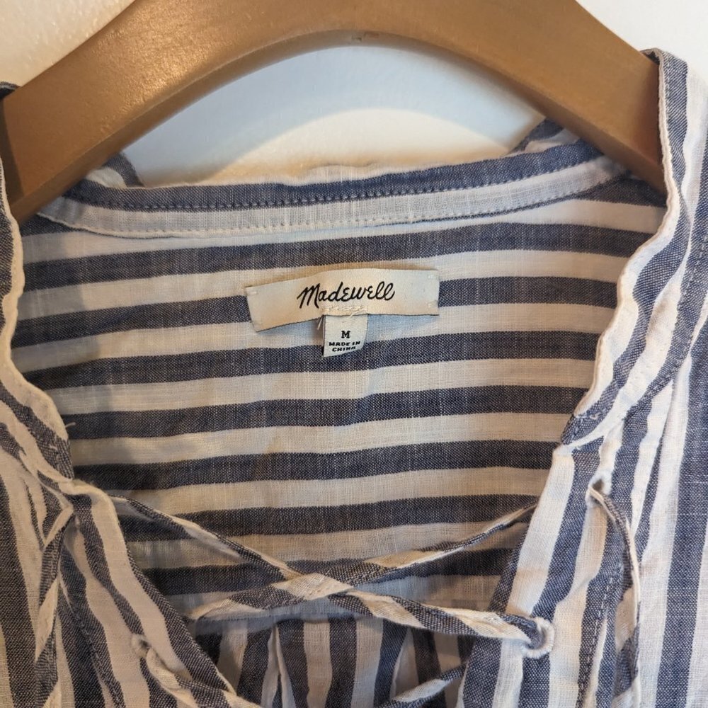 Madewell Striped Terrace Lace-Up Shirt, Sz M - Picture 2 of 6